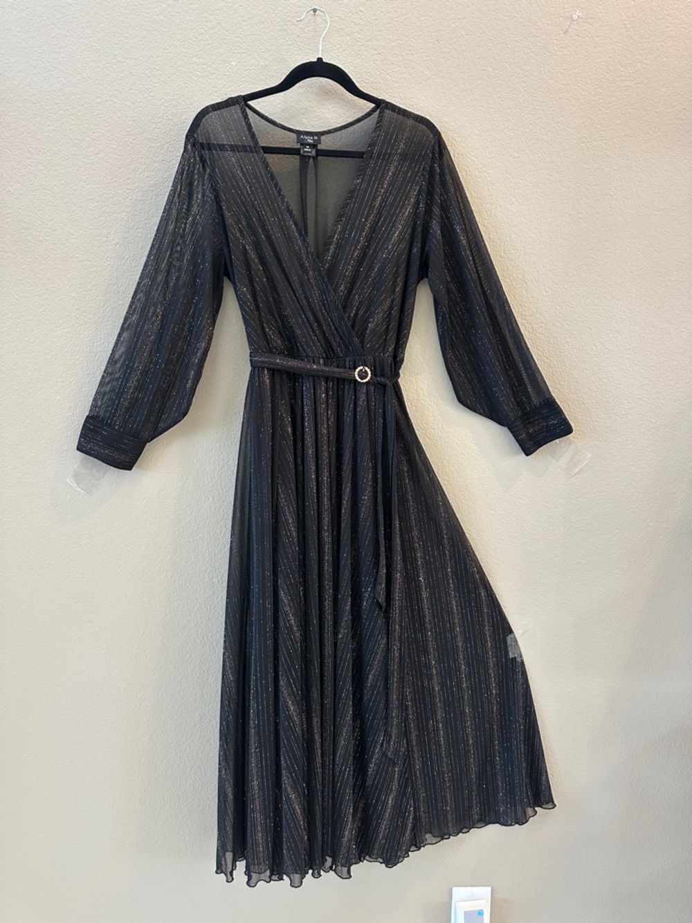 Alexa B Nites gown sheer top glitter sparkle size 14